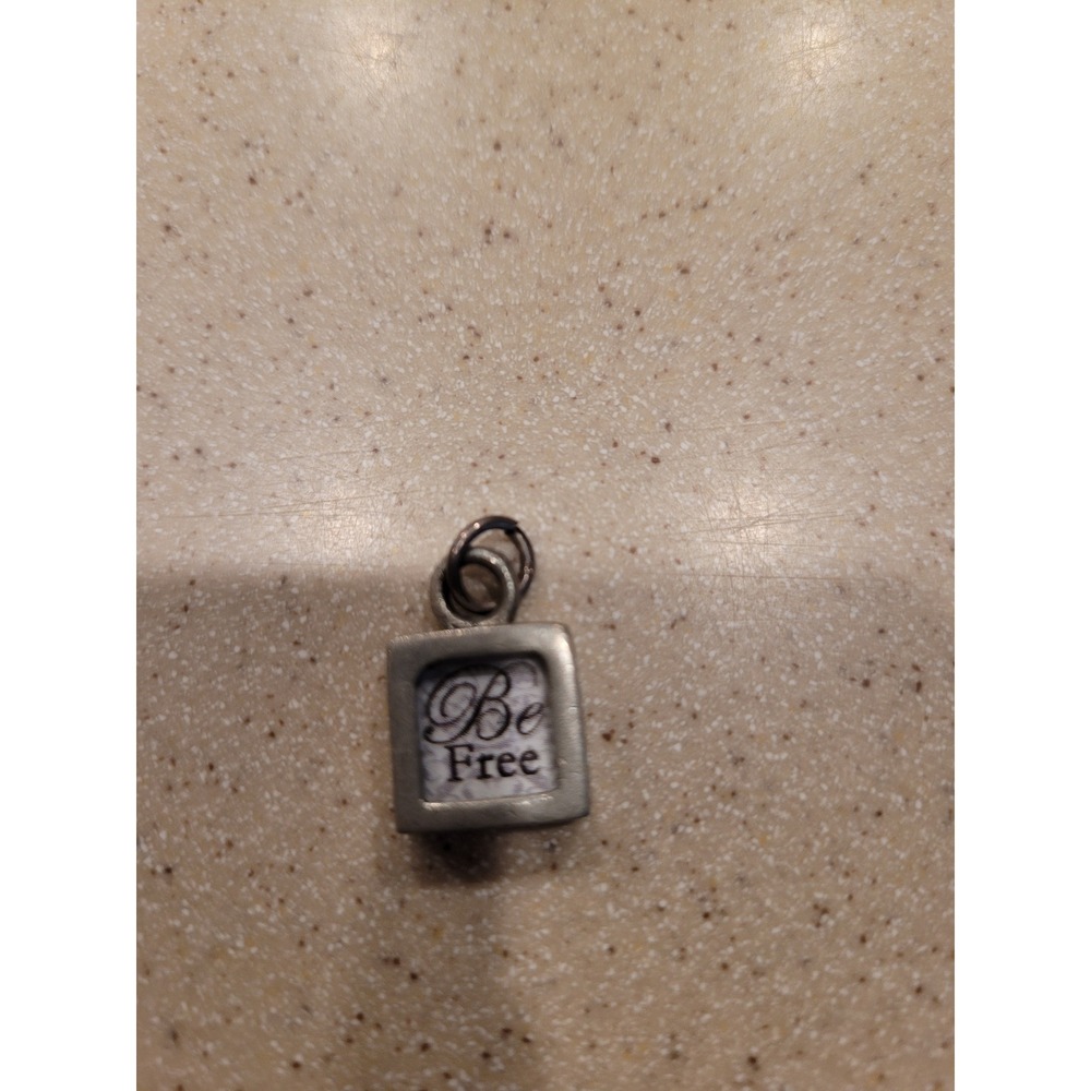 Be Free Bird Square Pendant Charm Silver Tone Double Sided Necklace - Picture 2 of 2